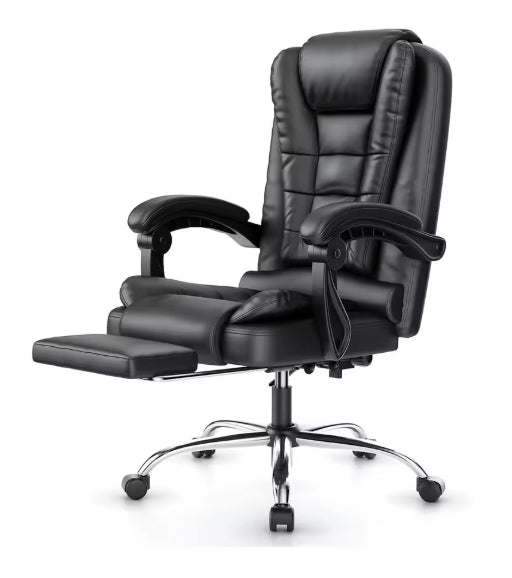 Fauteuil de bureau ergonomique en cuir PU avec repose pied